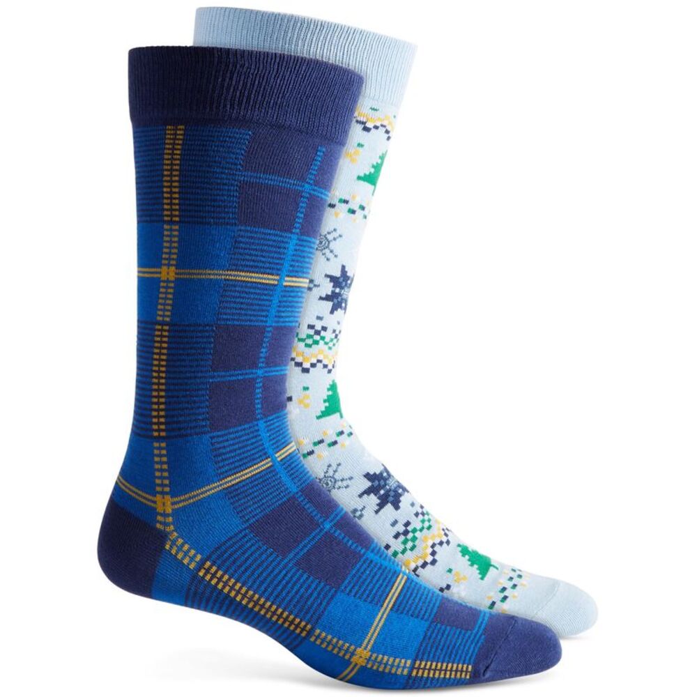 Men's Holiday Christmas Tree & Plaid Socks - 2 pk.